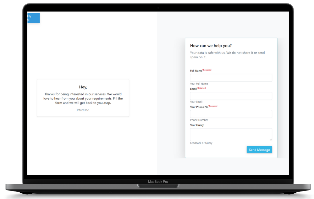 Easy to use and fully customisable contact form for lead generation