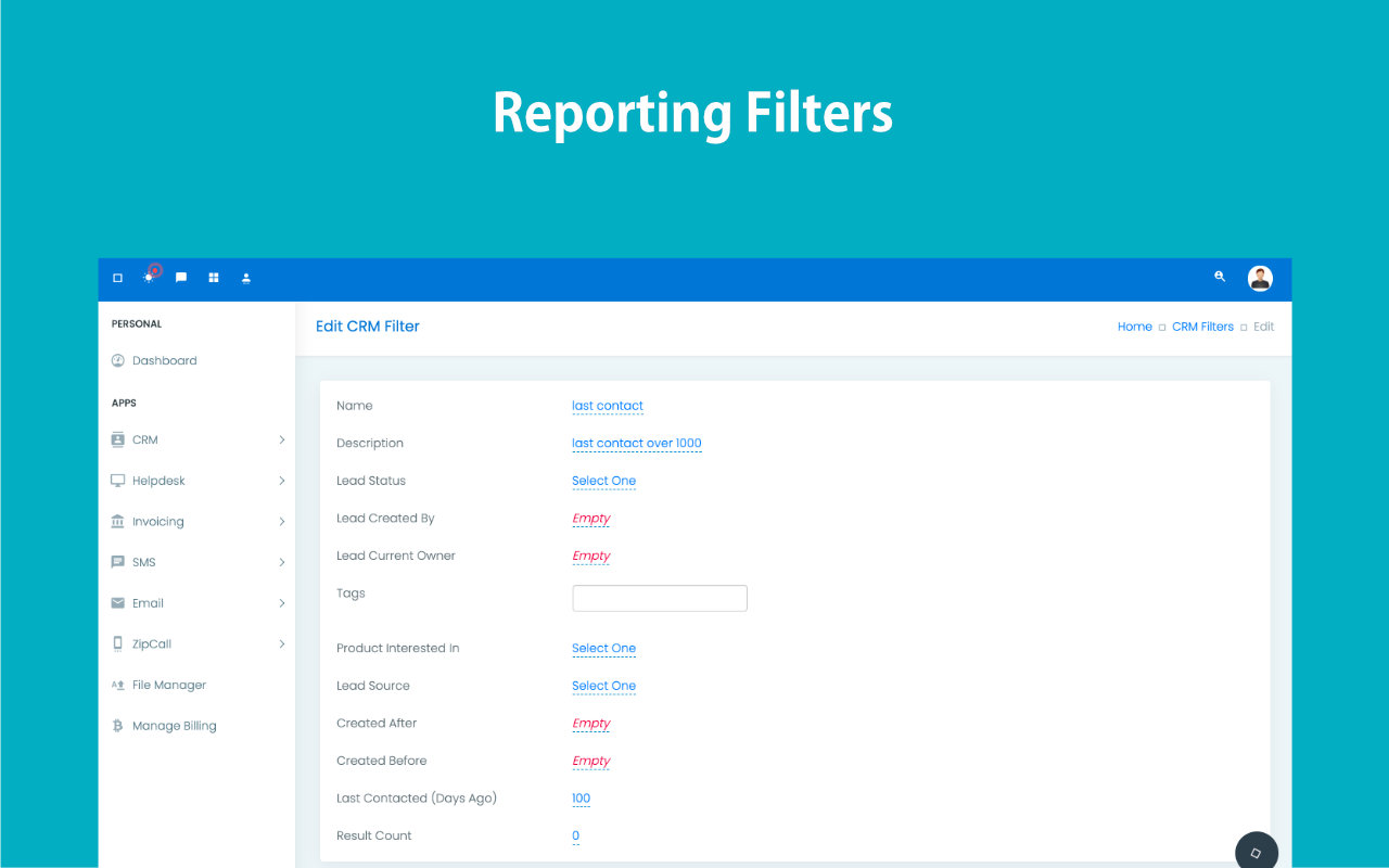 Custom Reporting Filters For CRM
